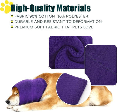 Dog Calming Hoodie Quiet Head Cover Sleeves Double Layer Thickened Dog Ear Muffs Noise Protection,Dog Hematoma Ear Wrap, Dog Headband for Anxiety Relief for Bath, Thunderstorms