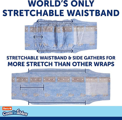 Hartz Comfitables Disposable Male Dog Wraps with Stretchy Waistband, Large 12 Count