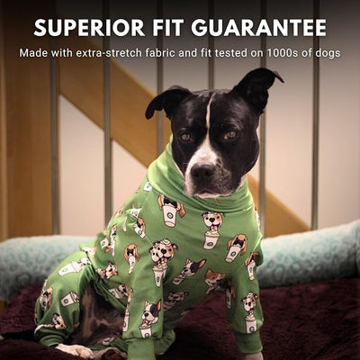 Spark Paws Dog Pajama, Dog Recovery Suit Male, Onesie, Ultra-Soft and 4-Way Stretch, for Small Medium and Large Breeds - Pup Cup - 4XL