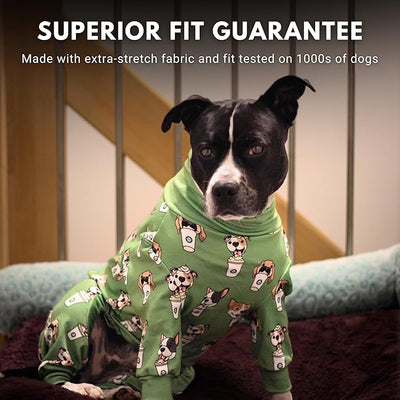 Spark Paws Dog Pajama, Dog Recovery Suit Male, Onesie, Ultra-Soft and 4-Way Stretch, for Small Medium and Large Breeds - Pup Cup - XXL
