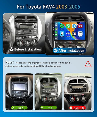 5G WiFi Car Radio for Toyota RAV4 2003-2005 with Wireless Carplay/Android Auto,Android Car Stereo 9 Inch Touch Screen GPS DSP Bluetooth FM/RDS Mirror Link SWC Backup Camera 2+64G
