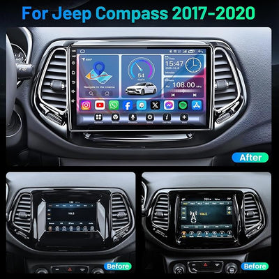 [8Core] Android 13 Car Radio for Jeep Compass 2017 2018 2019 2020: 10" Touchscreen Head Unit Stereo with Wireless CarPlay&Android Auto, GPS Navigation WiFi FM Bluetooth Backup Camera SWC