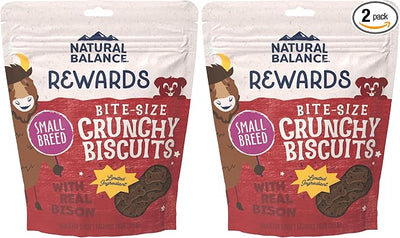 Natural Balance Limited Ingredient Rewards Crunchy Biscuits, Bite-Size Grain-Free Dog Treats for Small-Breed Adult Dogs, Made with Real Bison, 8 Ounce (Pack of 2)