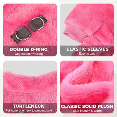 PAWCHIE Dog Fuzzy Velvet Pajamas,Dog Sweater Winter Cloth for Small Dogs Cat,Boy Girl,Pet Jumpsuit, Doggy Apparel,Pink,M