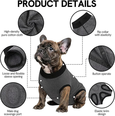 SAWMONG Recovery Suit for Dogs Female Male, Cotton Breathable Dog Onesie After Surgery Spay Neuter, Professional Dog Surgical Suit, Substitute Pet E-Collar Cone (Grey, 3X-Large)