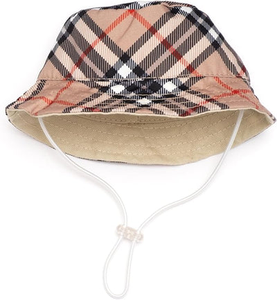 THE WORTHY DOG Plaid Hat for Dogs – Lightweight Pet Sun Hat with Adjustable Chin Strap, Soft Brim & Bright Colors - Tan, X-Large