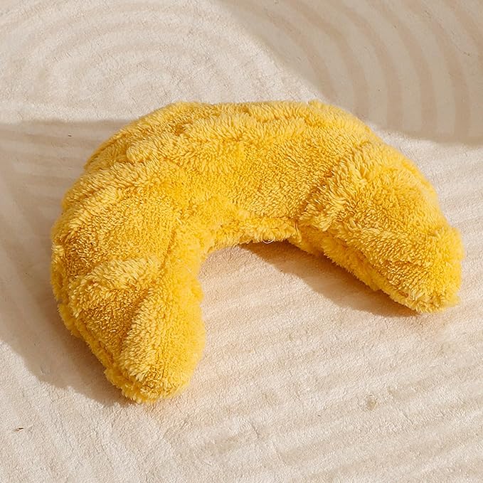 Little Pillow for Cats Puppies Ultra Soft Warm Fluffy Pet Calming Macaron Color Toy Half Donut Cuddler for Joint Relief Sleeping Improve Machine Washable-Yellow