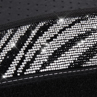 CAR PASS Bling Zebra Car Mats Rhinestones Diamond Waterproof Floor Mat Crystal Sparkly Shining Glitter Carpet Anti-Slip PVC Heel Pad, Universal Fit Automotive SUV,Sedan,4pcs Girly Women, Zebra Diamond