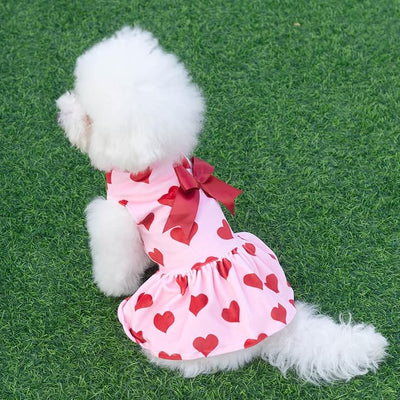 CuteBone Turtleneck Dog Velvet Dress Puppy Skirt Costume Pet Clothes Cat Apparel with Bow Hair Rope for Small Dogs CVD02XS