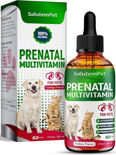 Dog Prenatal Vitamins for Moms During Lactating – Prenatal Vitamins for Dogs & Cats of All Breeds to Care for Pet Development – Multivitamin for Cats – 2 Oz – Herbal Supplement for Pets