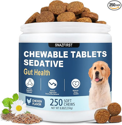Calming Chews for Dogs, Dog Calming Chews-Melatonin for Dogs, Dog Melatonin Bites Sleep Aid Calm with Noise,Thunder,Barking,Separation(Chicken Flavor, 250 Chews)