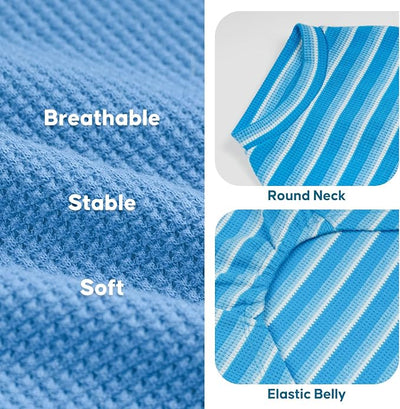 KYEESE 2Pack Waffle Dog Shirts, Lightweight Sleeveless Dog T Shirts for Large Dogs Boy, Breathable Pet Vest Comfort Tank Top Soft Dogs Clothes for Daily Wear, Blue+Striped, 3XL