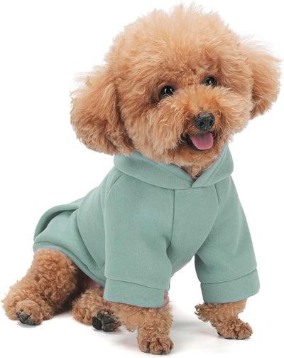 Winter Dog Hoodie with Pockets - Solid Color Polycotton Sweatshirt for Small, Medium, and Large Dogs - Soft, Warm, Cozy Pet Clothing for Cold Weather - Ideal for Outdoor Walks.Cyan Blue-L