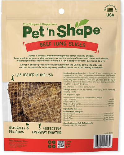 Pet 'n Shape Beef Lung Dog Treats – Made and Sourced in the USA - Training Treat - 9 Ounce