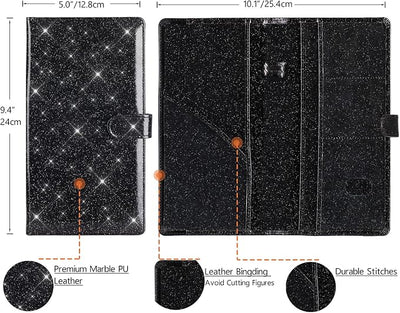 TOURSUIT Car Registration and Insurance Card Holder, Vehicle License Document Glove Box Compartment Organizer, Interior Car Accessories for Women Men (Glitter Black)
