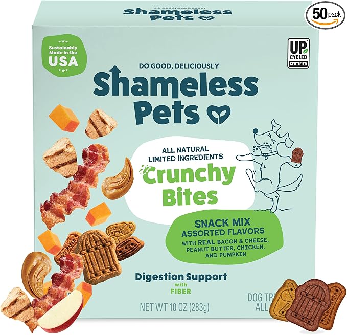 Shameless Pets Crunchy Dog Treats - Snack Mix Variety, 10oz - Healthy Dog Biscuits & Cookies Treats for Small, Medium, and Large Dogs - Made in The USA - Free from Corn & Soy