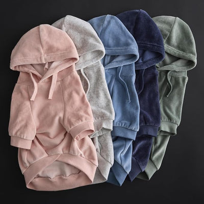 Pet Passion Cooper II Organic Cotton Velour Dog Hoodie Pet Coat for Small, Medium and Large Dogs, Navy, X-Small
