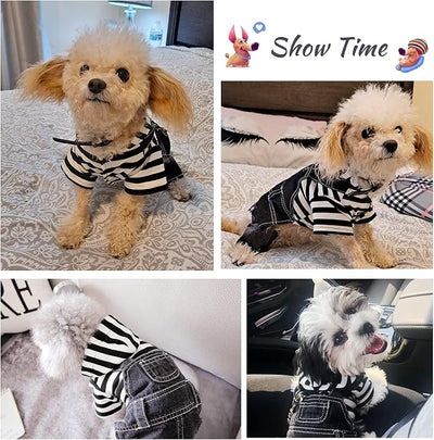 SILD Pet Denim Jumpsuit Dog Jeans Hoodies Cool Blue Coat Medium Small Dogs Classic Jacket Puppy Blue Vintage Washed Vests (XS, Black)