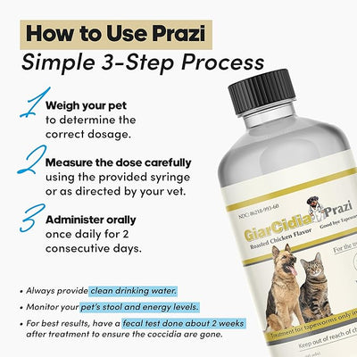 No More Tapeworms in Cats and Dogs- Dewormer for Cats and Dewormer for Dogs- USA Made Oral Suspension - Chicken Flavour with 3ml Dropper (60ml)