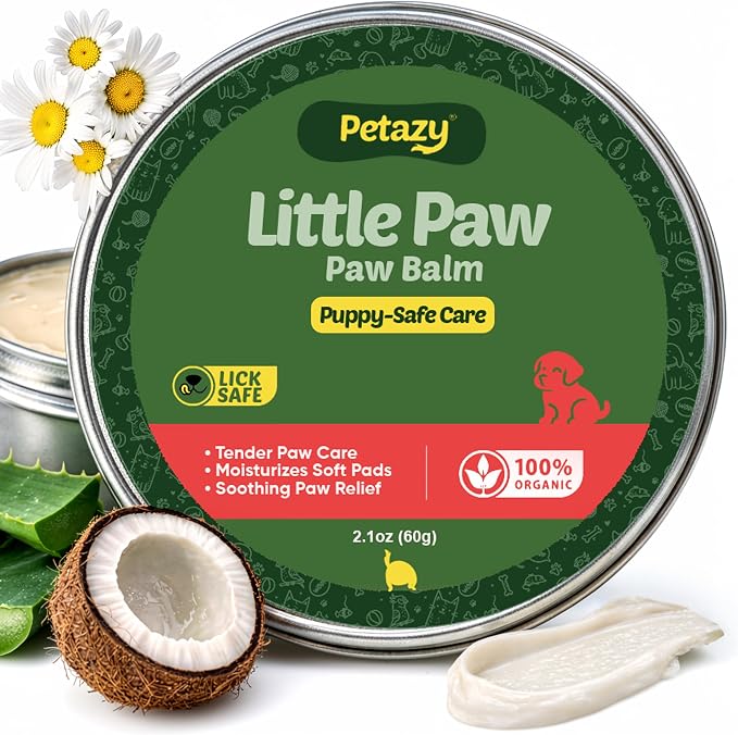Petazy Little Paw Balm for Small Dogs & Puppies - Gentle Paw & Nose Moisturizer for Growing Pets, Soothes Dry Cracked Paws and Promoted Healthy Paws, with Natural Beeswax & Shea Butter