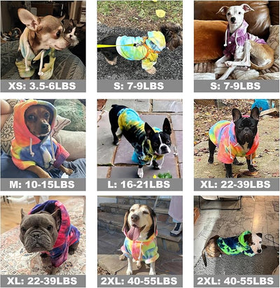 Mklhgty Tie Dye Dog Hoodie, Winter Coat for Small Dogs - Ultra-Soft Adjustable Warm Hood, Breathable Comfort Fabric for Daily Use
