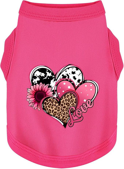 Discover Cozy Cotton Canine Wear: Soft, Lightweight, and Breathable Dog Shirt Vest with Eye-Catching Graphics (Hearts and Love), Keeping Your Furry Friend Comfy! Rose Pink XL