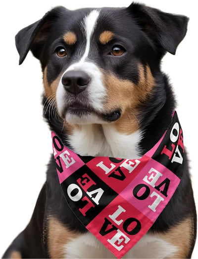W Brings Bandana for Dogs | This Stunning Gorgeous Design Dog Bandana Scarf is Perfect Styling Accessory for Dogs Large, Medium & Small. One Size Fits All. (Medium - Large, Love)
