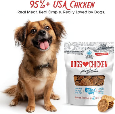 Farmland Traditions Dogs Love Chicken Jerky Dog Treats with Only 3 Ingredients and No Fillers, 1 Pound Bag (Pack of 2)