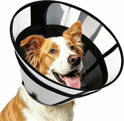 Upgraded Dog Cone Collar for Dogs After Surgery, Soft Transparent Pet Recovery Collar for Large Medium Small Dogs, Depth Adjustable Dog Cone Collar, Elizabethan Collar (XS, Black)