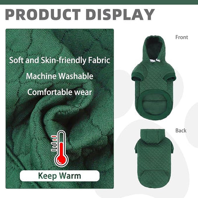 KOOLTAIL Dog Hoodie for Small Medium Large Dogs, Ultra-Warm & Soft Winter Fall Fleece Dog Hooded Sweatshirt Clothes Sweater, Lightweight Pullover Coat for Boy Girl Bulldog Pitbull Puppy Cats,Green M-L