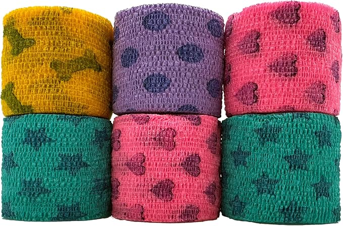 OVIK Health PetFlex Pet Pack – Flexible Self-Adhering Elastic Bandage for Wound Care – First Aid Wrap for Small Animals Like Dogs, Cats, and Other Pets - 2 inch, 6 Rolls