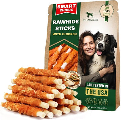 Beloved Pets Dog Treats & Long Lasting Rawhide Chews Wrapped Chicken – Pet Bones Sticks for Large, Medium & Small Breeds – Aggressive Chewers Snacks – Puppy Toys Treats
