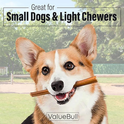 ValueBull Bully Sticks for Small Dogs, Thin 6 Inch, 25 Count - All Natural, Grass Fed, Single Ingredient, Long Lasting Dog Treats