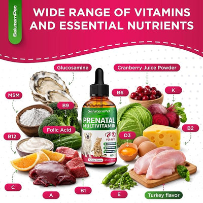 Dog Prenatal Vitamins for Moms During Lactating – Prenatal Vitamins for Dogs & Cats of All Breeds to Care for Pet Development – Multivitamin for Cats – 2 Oz – Herbal Supplement for Pets