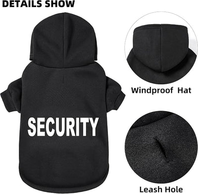 Security Dog Hoodie - Soft & Warm Dog Sweater with Leash Hole Design for Dog Cat,Dog Clothes Pullover Hoodies for Christmas, Holidays and Daily Wear (Black (Security), XX-Large)