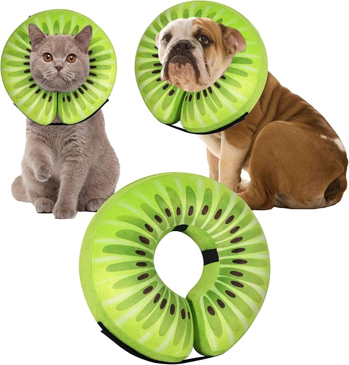 Recovery Donut Collar for Dogs & Cat,Inflatable Dog Cone Collar Alternative After Surgery,Soft Cone for Large Medium Small Dog,Adjustable Pet Neck Donut(Kiwi,L)