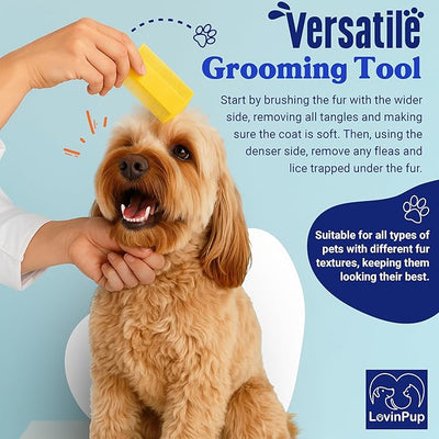 Pet Flea Comb for Dogs & Cats (3-Pack) – Fleas, Loose Fur & Tick Removal Tool for Cats & Dogs – Gentle & Durable Fine-Tooth Pet Hair Comb for Comfortable, Clean Coat Care