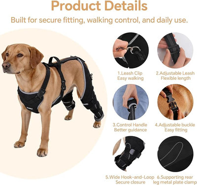 BALAPET Dog Rear Leg Brace for ACL/CCL Injury, Hinged Hind Leg Support Harness for Weak Back Legs, Torn ACL, Post-Surgery Recovery, Stairs, Car & Walking Assistance(L)