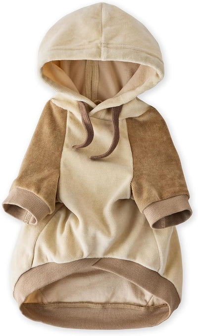 Pet Passion Cooper II Organic Cotton Velour Dog Hoodie Pet Coat for Small, Medium and Large Dogs, Coffee Color Block, XX-Large (70-110 lbs)