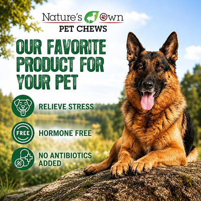 Nature's Own Not-Rawhide Moo Cheeks Dog Chews 8 oz | Made in USA | Natural Digestible Smoked Beef Cheek Treats for Aggressive Chewers Long Lasting Dental Chips (Pack of 2)