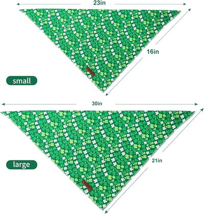 St. Patrick‘s Day Dog Bandana - Bold Green Shamrock Dog Neck Scarf, Soft Pet Bib for Puppy Kitten, Holiday Photo Dogs Cats Prop for Daily Use Parties & Pet Photography S