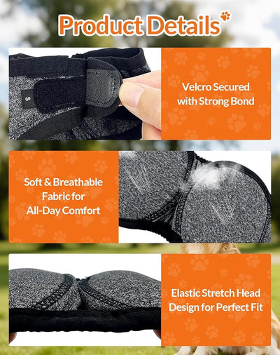 Dog Ear Muffs Noise Protection Firework Thunder, Elastic Dog Ear Wrap with Sound-Blocking Rubber Pads for Noise Cancelling Anxiety Relief, Calming Hood Dog Ear Cover for Grooming Bathing & Swimming, M | Exchanges for Ill-fitting Sizes Available