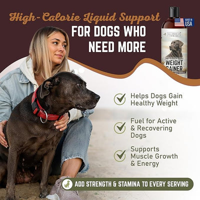 All American Canine Dog Weight Gainer Liquid – High Calorie Dog Food Supplement for Rapid Weight Gain, Mass, and Recovery – Appetite Stimulant (16 oz)