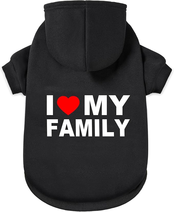 Dog Sweater Dog Hoodie Cold Weather Coat Hooded Sweatshirt for Puppies,Cats, Small Medium Large Dogs (Black(Family), Medium/Large)