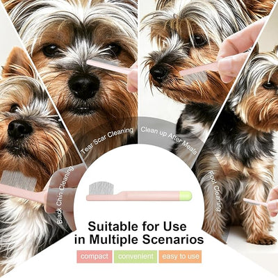 Pet Eye Comb for Small Dogs Cats Hamsters, Tear Stain Remover Grooming Brush, Gentle Face Paw Coat Cleaning, Handheld Design for Yorkie Shih Tzu Maltese Teddy Mini Poodle, Puppy Essentials
