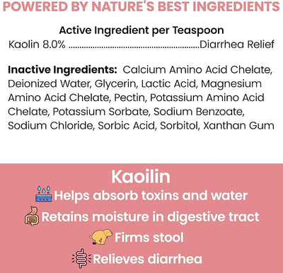 Chew + Heal Labs Anti Diarrhea Liquid for Dogs 12 oz - Dog Diarrhea Medicine, Kaolin, Fast-Acting Upset Stomach Relief, Firms Loose Stool, Chicken Flavor, Digestive Support - Made in USA