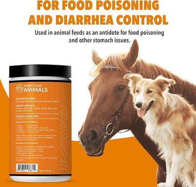 1qt Activated Charcoal Powder for All Kinds of Pets & Livestock, Dog, Cat, Chicken, Horses and More - for Diarrhea, Gas Relief, Liver Support