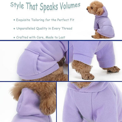 Winter Dog Hoodie with Pockets - Solid Color Polycotton Sweatshirt for Small, Medium, and Large Dogs - Soft, Warm, Cozy Pet Clothing for Cold Weather - Ideal for Outdoor Walks.Cyan Blue-XL
