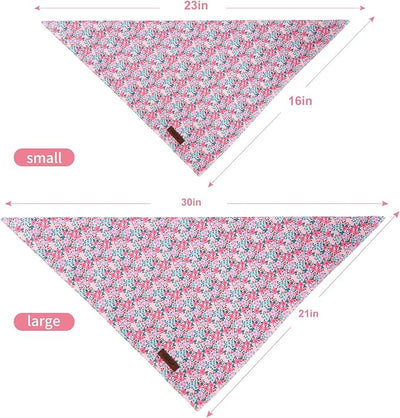 Floral Dog Bandana - Soft Spring Summer Wildflowers Dog Neck Scarf, Cute Pet Bib for Medium Large Dogs, Kawaii Photo Dogs Cats Prop for Daily Use Parties & Pet Photography L