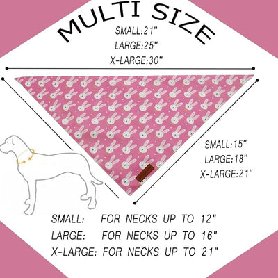 Realeaf Easter Dog Bandanas 2 Pack, Reversible Pink Bunny Colorful Stripe Spring Pet Scarf for Girl,Holiday Bandana for Small Medium Large and Extra Large Dogs (X-Large)